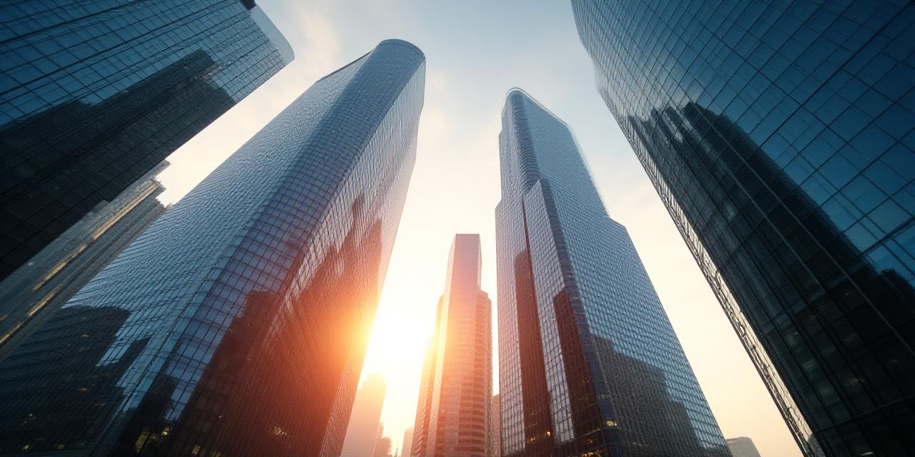 Panoramic view of a modern skyscraper reflecting a sunrise, symbolizing long-term vision